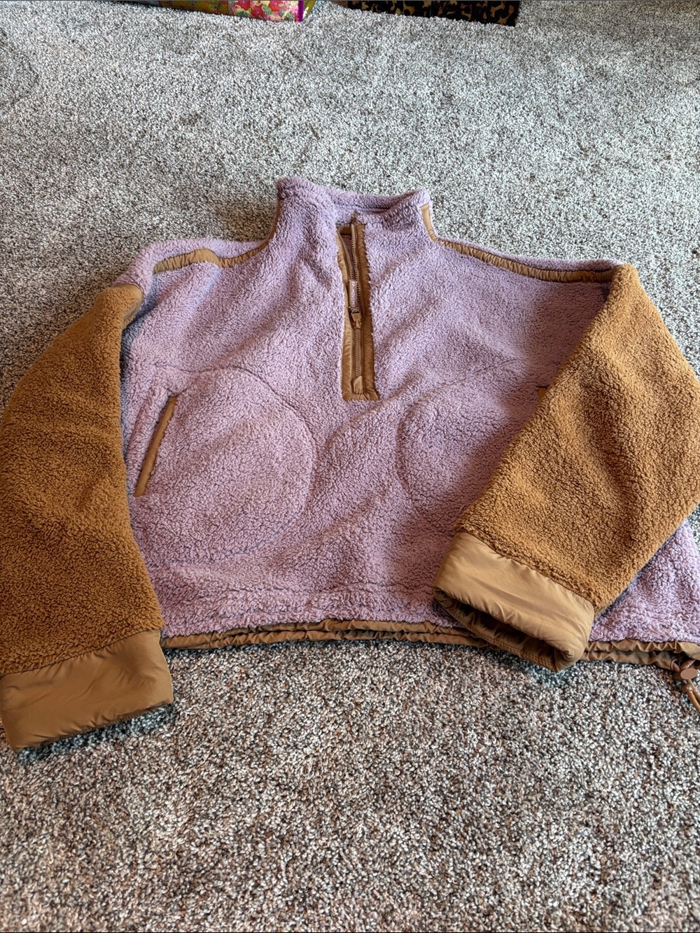 FP Movement by Free People Two-Tone Sherpa Pullover - Lavender and Brown